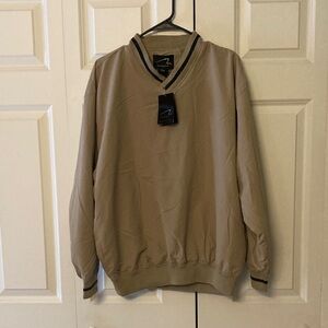 CH outerwear pullover golf jacket mens L tan cuffed v-neck NWT water resistant